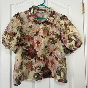 Bailey 44 Floral Puff Sleeve Blouse Large